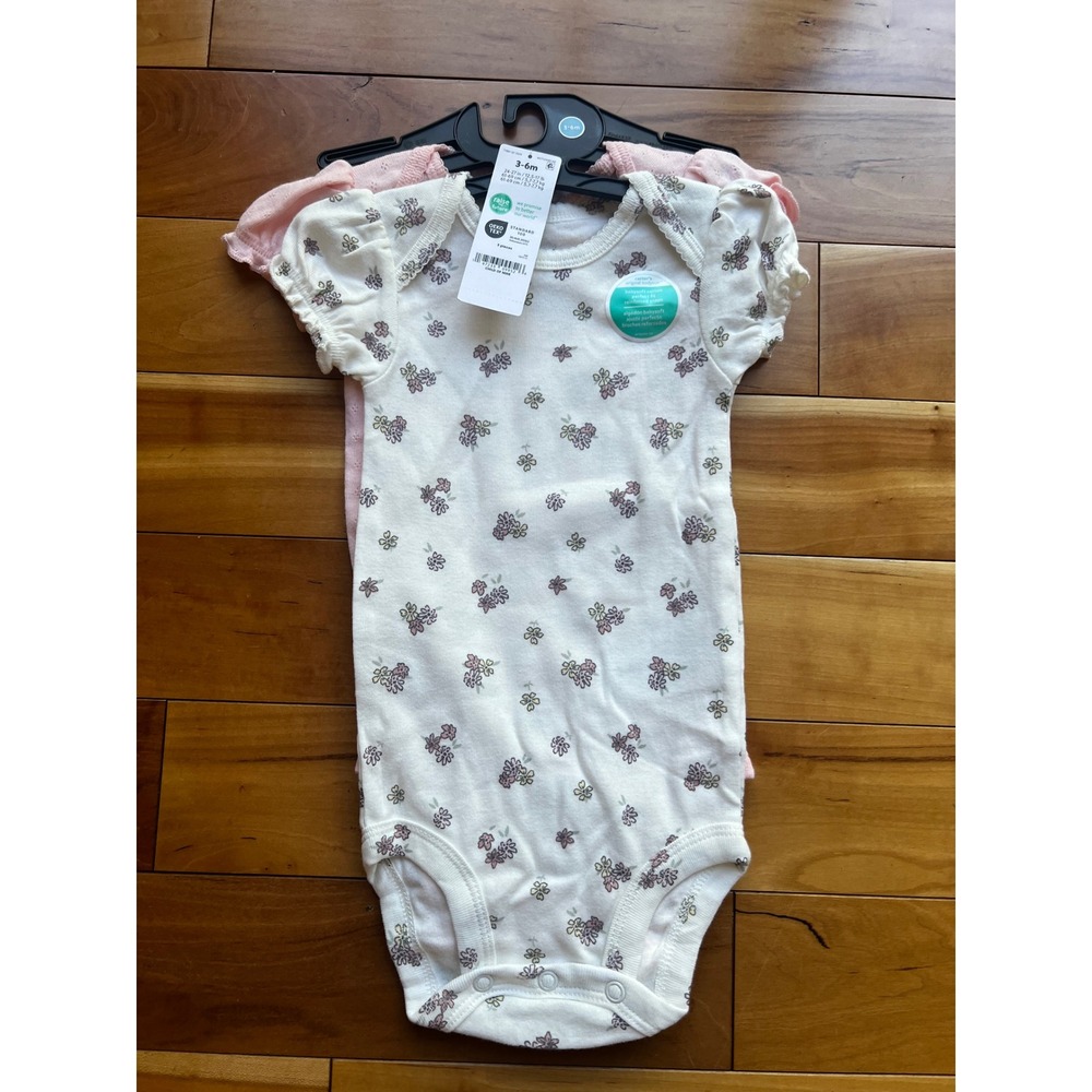 Child of Mine by Carters Baby Girls 2 Pack Floral Pointelle Bodysuits 3-6 Months